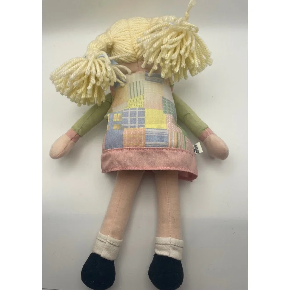 OshKosh Bgosh Plush Rag Doll Blonde Yarn Hair‎ Patchwork Dress Butterfly Vintage